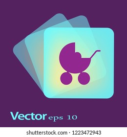 Flat icon. Baby carriage.
