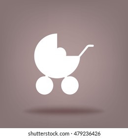 Flat icon. Baby carriage.