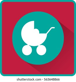 Flat icon. Baby carriage.