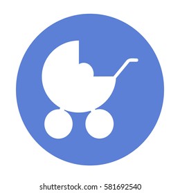 Flat icon. Baby carriage.