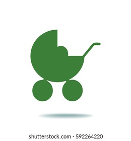 Flat icon. Baby carriage.