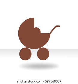 Flat icon. Baby carriage.
