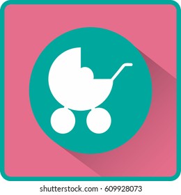 Flat icon. Baby carriage.