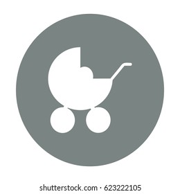 Flat icon. Baby carriage.