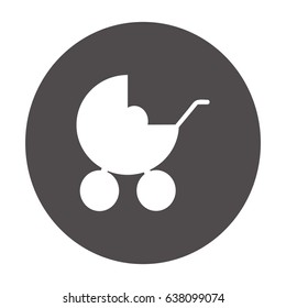 Flat icon. Baby carriage.