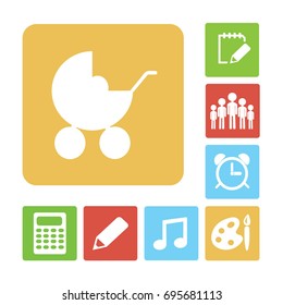 Flat icon. Baby carriage.