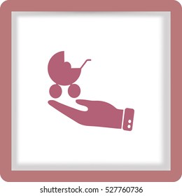 Flat icon baby carriage protected.