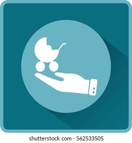 Flat icon baby carriage protected.