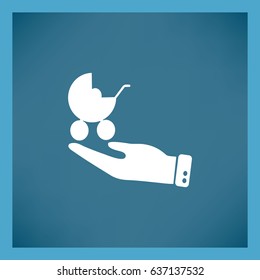 Flat icon baby carriage protected.