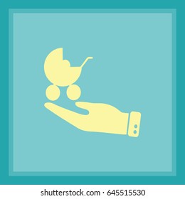 Flat icon baby carriage protected.