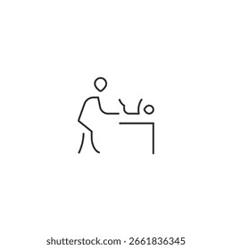Flat Icon- Baby Changing Table, thin line art