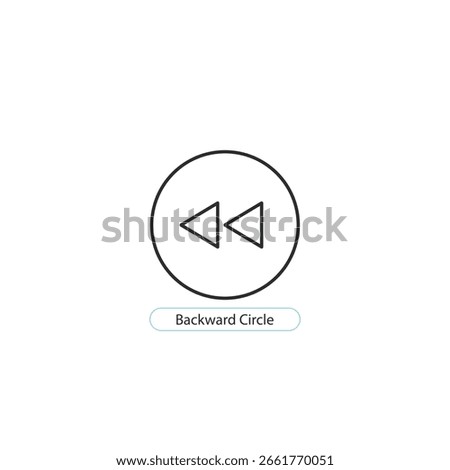 Flat Icon - Backward Circle for commercial use. Trendy design. Thin line editable stroke illustration. Regular size Icon.
