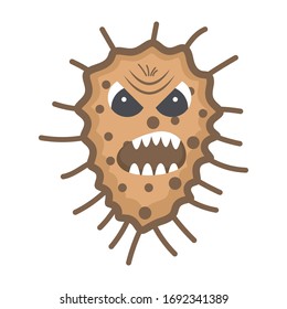 Flat icon of bacteria, scary microgranism 