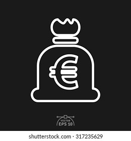 Flat icon of bag full of euros.