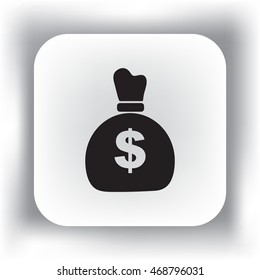 Flat icon. Bag with money.
