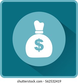 Flat icon. Bag with money.