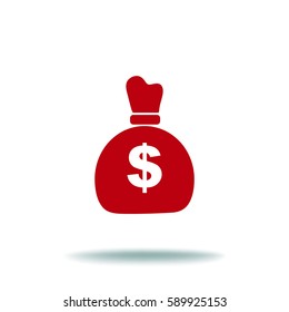 Flat icon. Bag with money.