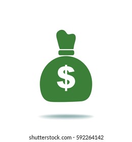 Flat icon. Bag with money.