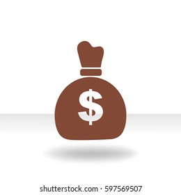 Flat icon. Bag with money.