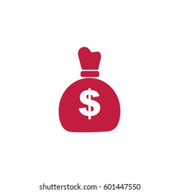 Icono plano. Bolsa con dinero.