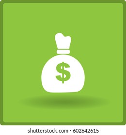 Icono plano. Bolsa con dinero.