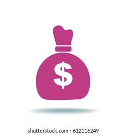 Flat icon. Bag with money.