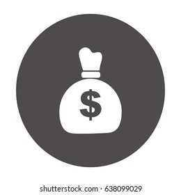 Icono plano. Bolsa con dinero.