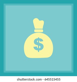 Flat icon. Bag with money.
