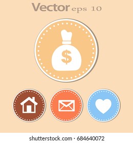 Flat icon. Bag with money.