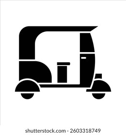 Flat Icon Bajaj Three-Wheeler Vehicle Modern, Stylish and Editable Vector Illustration For Transportation and Vehicle Design