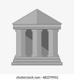 Flat icon of bank building. Long Shadow. Vector illustration