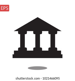 Flat icon of bank building. vector illustration