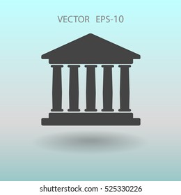 Flat  icon of bank building. vector illustration