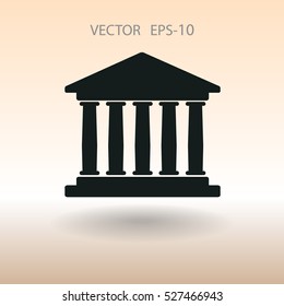 Icono plano de la construcción bancaria. ilustración vectorial