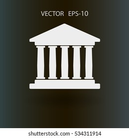 Flat  icon of bank building. vector illustration