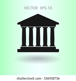 Flat  icon of bank building. vector illustration