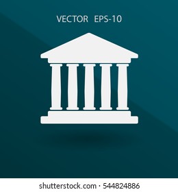 Flat  icon of bank building. vector illustration