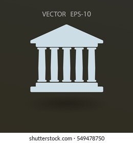 Flat  icon of bank building. vector illustration