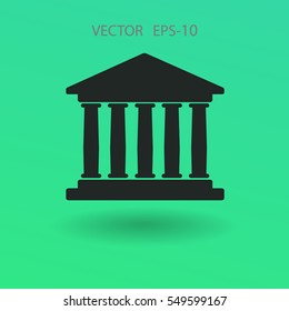 Flat  icon of bank building. vector illustration