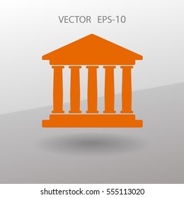 Icono plano de la construcción bancaria. ilustración vectorial