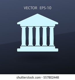 Flat  icon of bank building. vector illustration