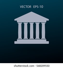 Flat  icon of bank building. vector illustration