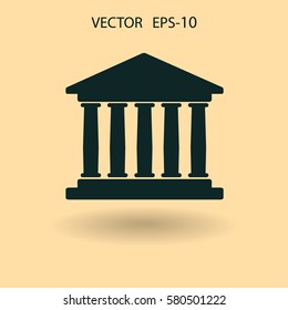 Flat  icon of bank building. vector illustration