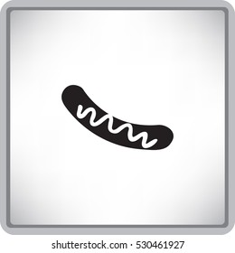 Flat icon. Barbecue Sausage with mustard.