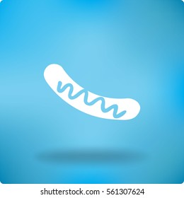 Flat icon. Barbecue Sausage with mustard.