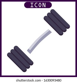 Flat icon of barbell in vector design