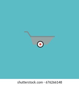 Flat Icon Barrow Element. Vector Illustration Of Flat Icon Wheelbarrow Isolated On Clean Background. Can Be Used As Wheelbarrow, Barrow And Car Symbols.