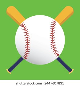 Flat icon baseball bat and ball. Sport. Vector illustration.