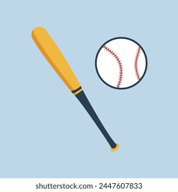 Flat icon baseball bat and ball. Sport. Vector illustration.