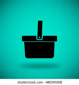 Icono plano. Tienda de cestas.